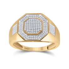 Load image into Gallery viewer, 10kt Gold Octagon Cluster Diamond Men's Ring - Stunning Jewelry - Splendid Jewellery