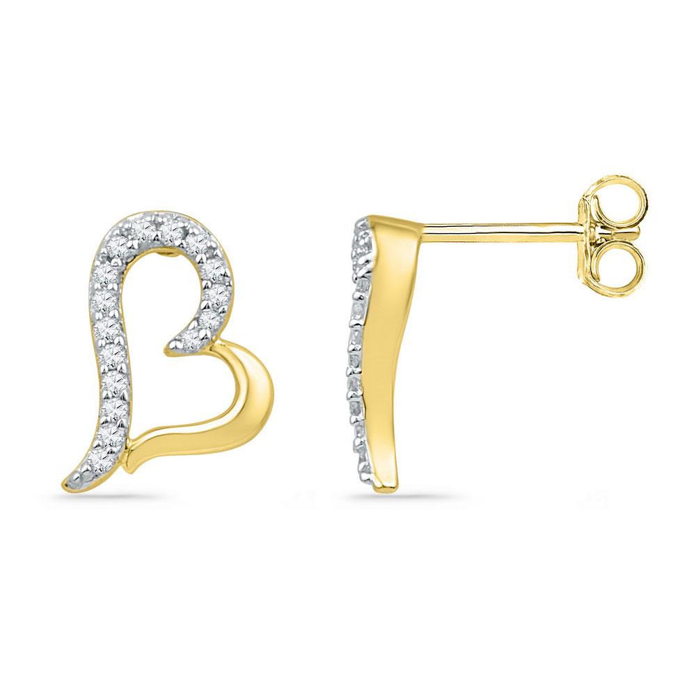 10kt Golden Heart Diamond Earrings: Timeless Romance and Sparkling Brilliance - Splendid Jewellery