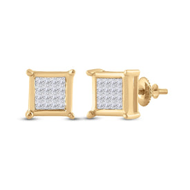 10kt Golden Princess Diamond Square Earrings - A Dazzling Masterpiece - Splendid Jewellery