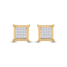 Load image into Gallery viewer, 10kt Golden Princess Diamond Square Earrings - A Dazzling Masterpiece - Splendid Jewellery