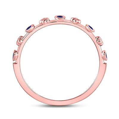 10kt Rose Gold Blue Sapphire Birthstone Stackable Ring - Splendid Jewellery