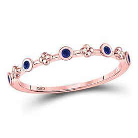 10kt Rose Gold Blue Sapphire Birthstone Stackable Ring Splendid Jewellery