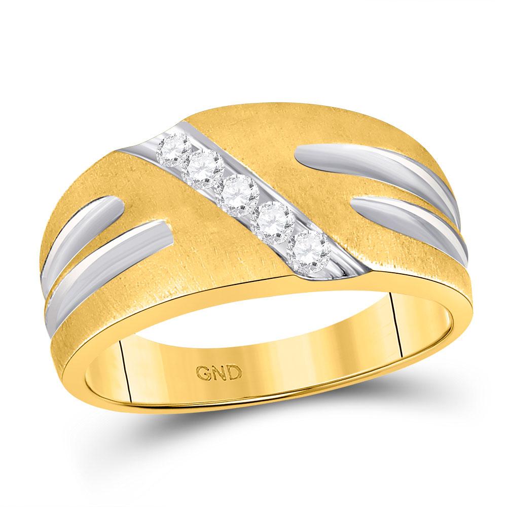 10kt Two - tone Gold Mens Round Diamond Band Ring - Captivating Elegance - Splendid Jewellery
