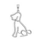 10kt White Gold Animal Dog Puppy Pendant with Sparkling Diamond Accent - Splendid Jewellery