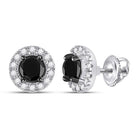 10kt White Gold Captivating Round Black Diamond Stud Earrings - Splendid Jewellery