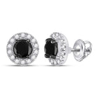 10kt White Gold Captivating Round Black Diamond Stud Earrings - Splendid Jewellery