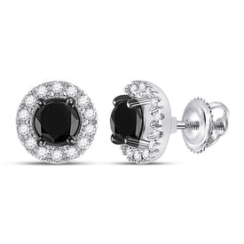 10kt White Gold Captivating Round Black Diamond Stud Earrings - Splendid Jewellery