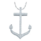 10kt White Gold Diamond Anchor Nautical Pendant - Splendid Jewellery
