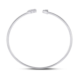 10kt White Gold Diamond Arrow Bangle Bracelet - Elegant and Timeless Sparkle - Splendid Jewellery