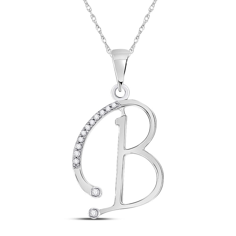 10kt White Gold Diamond B Initial Letter Pendant - A Captivating Reflection of Your Style - Splendid Jewellery