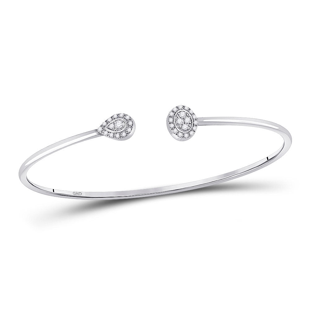 10kt White Gold Diamond Cluster Bangle Bracelet - Elegant Brilliance - Splendid Jewellery