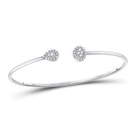 10kt White Gold Diamond Cluster Bangle Bracelet - Elegant Brilliance - Splendid Jewellery