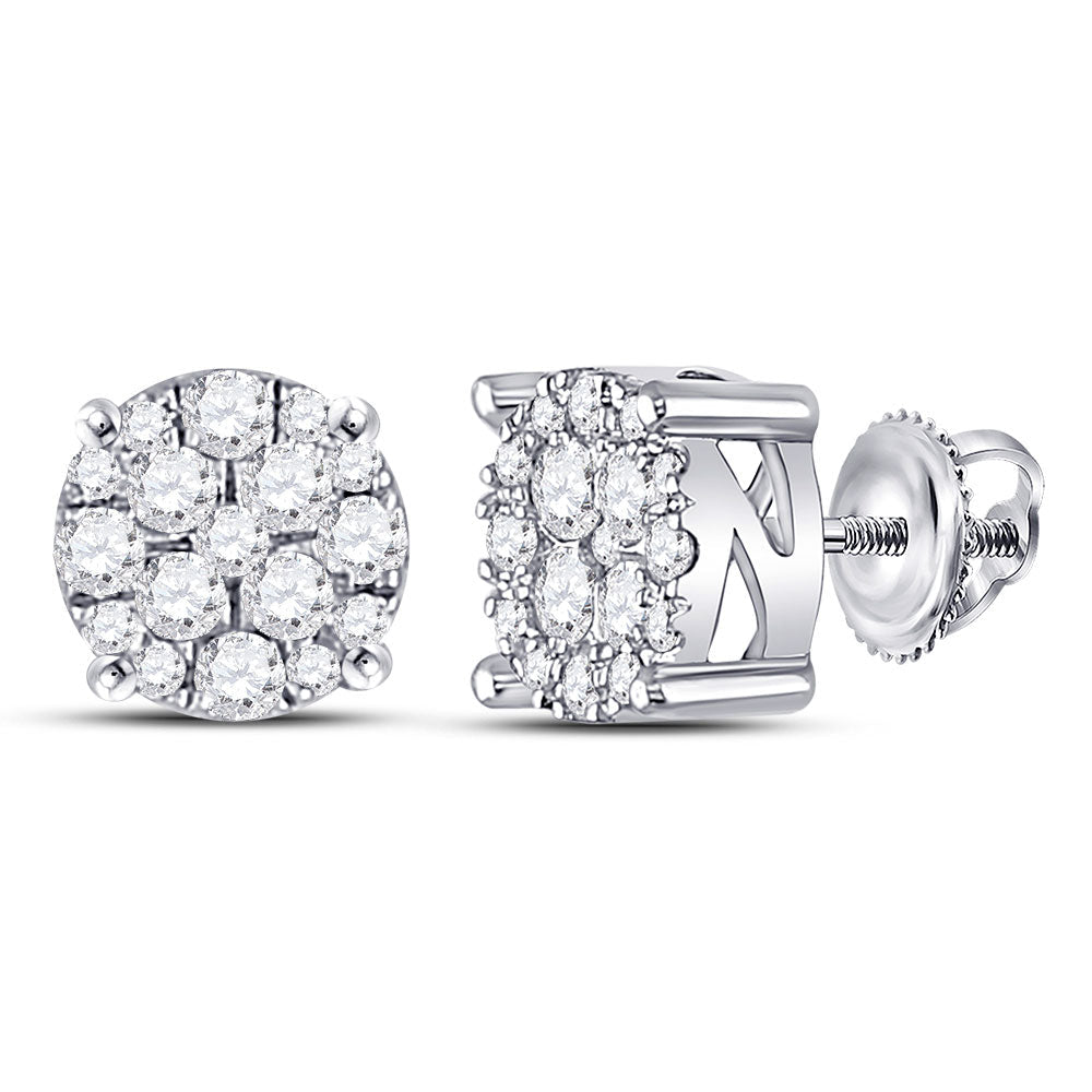 10kt White Gold Diamond Cluster Earrings: A Mesmerizing Touch of Elegance - Splendid Jewellery