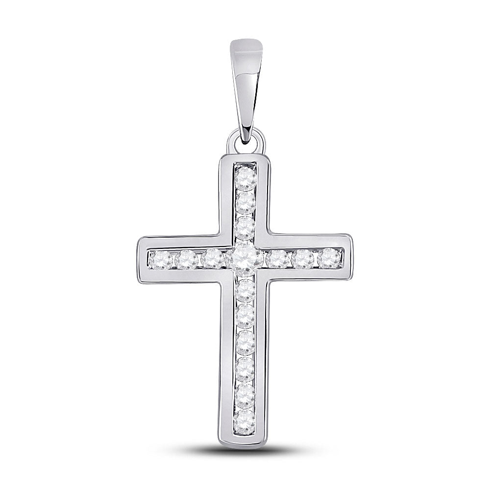 10kt White Gold Diamond Cross Pendant - A Symbol of Timeless Elegance and Devotion - Splendid Jewellery