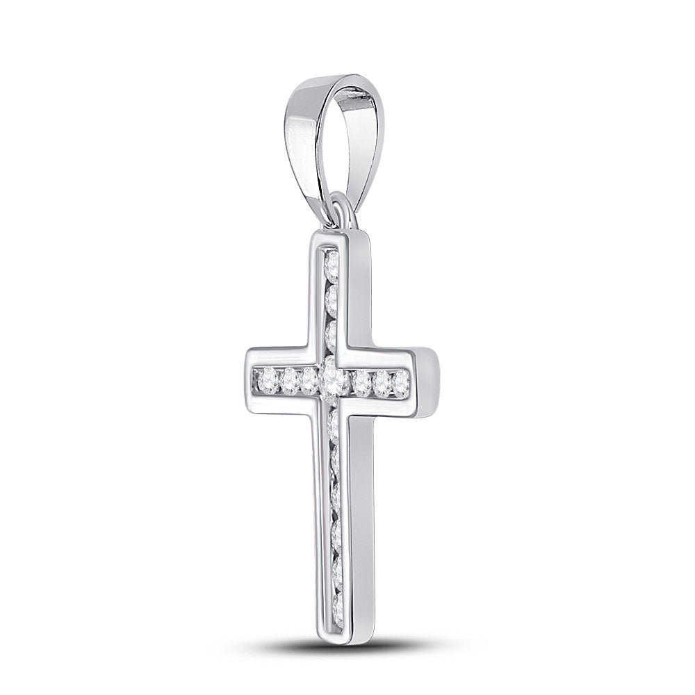 10kt White Gold Diamond Cross Pendant - A Symbol of Timeless Elegance and Devotion - Splendid Jewellery
