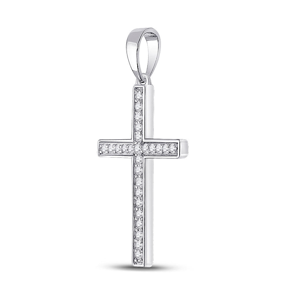 10kt White Gold Diamond Cross Pendant | Elegant and Graceful Symbol of Faith and Love - Splendid Jewellery