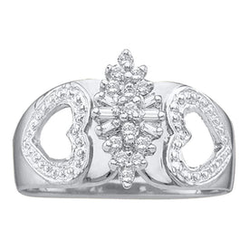10kt White Gold Diamond Double Heart Cluster Ring - A Symbol of Love and Elegance - Splendid Jewellery