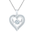 10kt White Gold Diamond Heart & Love Symbol Pendant | Moving Twinkle Heart Outline Necklace 1/4 Cttw - Splendid Jewellery