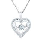 10kt White Gold Diamond Heart & Love Symbol Pendant | Moving Twinkle Heart Outline Necklace 1/4 Cttw - Splendid Jewellery