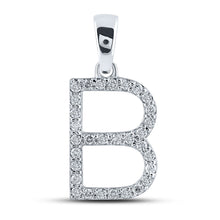 Load image into Gallery viewer, 10kt White Gold Diamond Initial B Letter Pendant: A Radiant Reflection of Personal Style - Splendid Jewellery