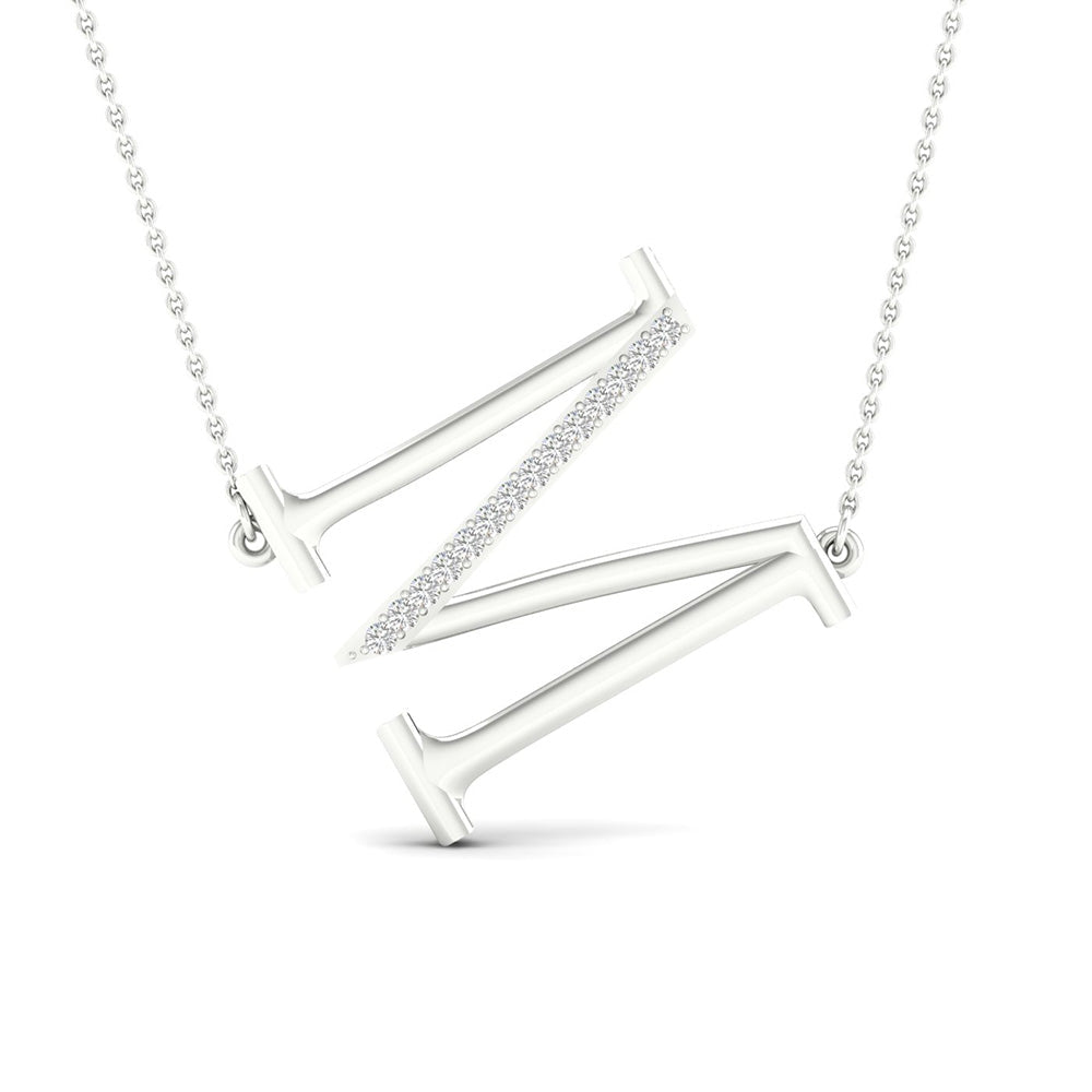10kt White Gold Diamond Initial M Letter Necklace: A Personalized Sparkle of Elegance - Splendid Jewellery