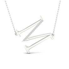 Load image into Gallery viewer, 10kt White Gold Diamond Initial M Letter Necklace: A Personalized Sparkle of Elegance - Splendid Jewellery