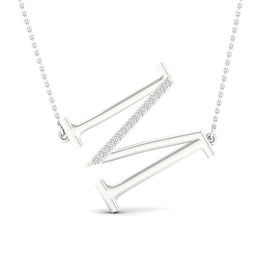 10kt White Gold Diamond Initial M Letter Necklace: A Personalized Sparkle of Elegance - Splendid Jewellery