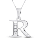 10kt White Gold Diamond Initial Pendant | Personalized Round Letter Pendant | Splendid Jewellery - Splendid Jewellery