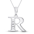 10kt White Gold Diamond Initial Pendant | Personalized Round Letter Pendant | Splendid Jewellery - Splendid Jewellery