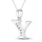 10kt White Gold Diamond Initial Pendant - Sparkling Letter "Y" Necklace - Splendid Jewellery