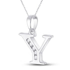 10kt White Gold Diamond Initial Pendant - Sparkling Letter "Y" Necklace - Splendid Jewellery