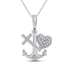 10kt White Gold Diamond Nautical Love Anchor Pendant - Splendid Jewellery