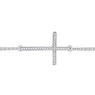 10kt White Gold Diamond Sideways Cross Bracelet - Elegant Symbol of Faith and Style - Splendid Jewellery