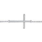 10kt White Gold Diamond Sideways Cross Bracelet - Elegant Symbol of Faith and Style - Splendid Jewellery