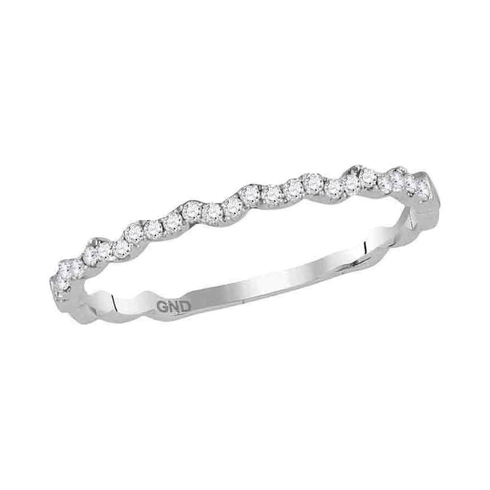 10kt White Gold Diamond Studded Asymmetrical Stackable Band Ring - Splendid Jewellery