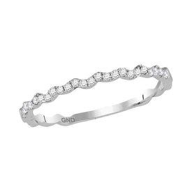 10kt White Gold Diamond Studded Asymmetrical Stackable Band Ring - Splendid Jewellery