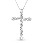 10kt White Gold Diamond Twist Cross Pendant - A Radiant Symbol of Faith and Love - Splendid Jewellery
