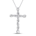 10kt White Gold Diamond Twist Cross Pendant - A Radiant Symbol of Faith and Love - Splendid Jewellery