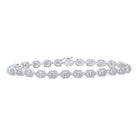10kt White Gold Geometric Link Bracelet with Baguette and Round Diamonds - 2 - 7/8 Cttw - Splendid Jewellery