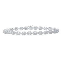 Load image into Gallery viewer, 10kt White Gold Geometric Link Bracelet with Baguette and Round Diamonds - 2 - 7/8 Cttw - Splendid Jewellery