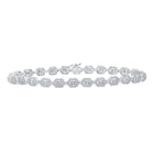 10kt White Gold Geometric Link Bracelet with Baguette and Round Diamonds - 2 - 7/8 Cttw - Splendid Jewellery
