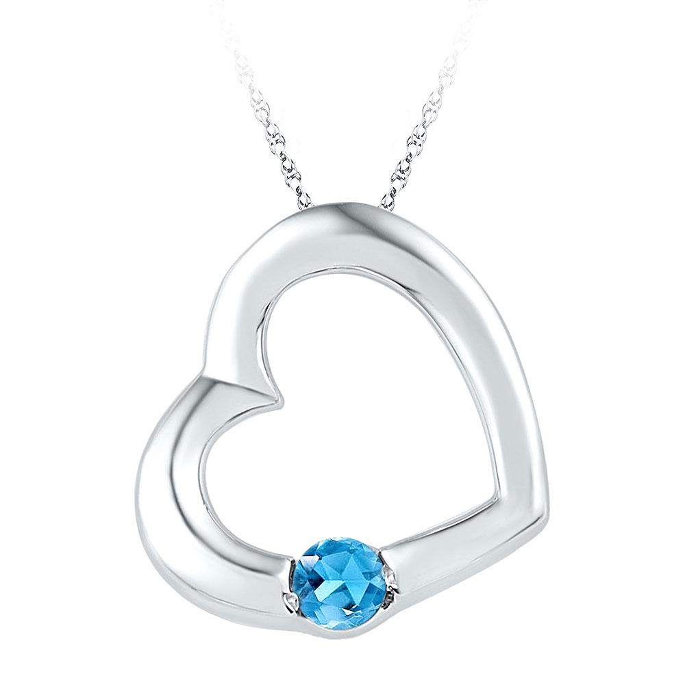10kt White Gold Heart Pendant with Lab - Created Blue Topaz: A Timeless Symbol of Love and Affection - Splendid Jewellery