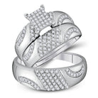 10kt White Gold His and Hers Round Diamond Cluster Wedding Set - A Sparkling Union of Elegance and Love - Splendid Jewellery