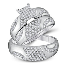 Load image into Gallery viewer, 10kt White Gold His and Hers Round Diamond Cluster Wedding Set - A Sparkling Union of Elegance and Love - Splendid Jewellery