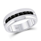 10kt White Gold Men's Black Diamond Fashion Band - 1 Cttw | Splendid Jewellery - Splendid Jewellery
