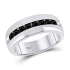 10kt White Gold Men's Black Diamond Fashion Band - 1 Cttw | Splendid Jewellery - Splendid Jewellery