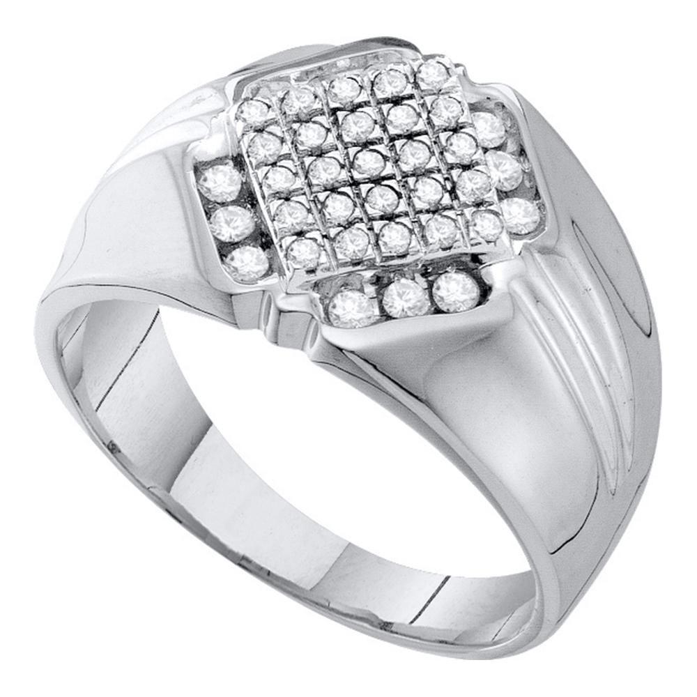 10kt White Gold Men's Diagonal Square Cluster Ring with 1/2 Carat of Round Diamonds - A Dazzling Statement Piece by Splendid Jewellery - Splendid Jewellery