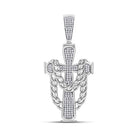 10kt White Gold Men's Diamond Cross Charm Pendant - 3/8 Cttw - Splendid Jewellery - Splendid Jewellery