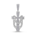 10kt White Gold Men's Diamond Cross Charm Pendant - 3/8 Cttw - Splendid Jewellery - Splendid Jewellery