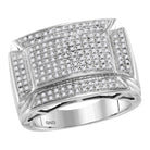 10kt White Gold Mens Diamond Flared Rectangle Fashion Ring - Striking Elegance with 1/2 Cttw - Splendid Jewellery